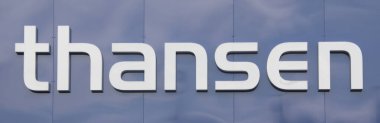 Randers, Danimarka - 02 Mart 2020: Randers 'deki thansen binasının logosu.