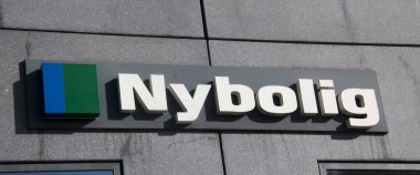 Randers, Danimarka - 02 Mart 2020: Randers 'deki Nybolig binasının logosu.