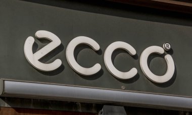 Aarhus, Danimarka - 24 Mart 2020: Aarhus 'taki Ecco binasının logosu.