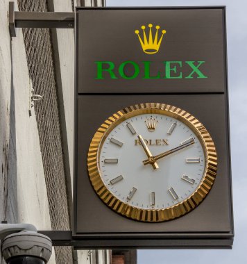 Aarhus, Danimarka - 24 Mart 2020: Aarhus 'taki Rolex binasının logosu.
