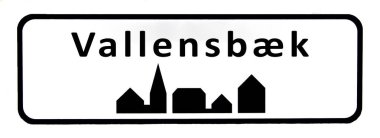 Vallensbaek kasabasının ismiyle şehir tabelası.