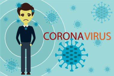 Coronavirus bayrağı. Corona virüs posteri. Corona virüsü tehlikesi ve halk sağlığı risk hastalığı. Düz vektör illüstrasyonu. 