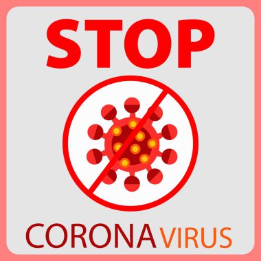 Corona virüsünü durdurun. Korona virüsünü imzalayın. Corona virüsü tehlikesi ve halk sağlığı risk hastalığı. Düz vektör