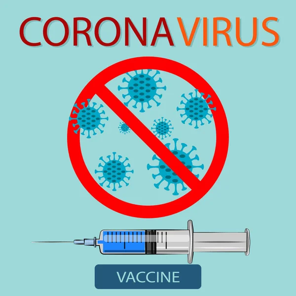 Detener Virus Corona Vacuna Contra Coronavirus Peligro Del Virus Corona — Vector de stock