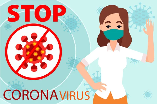 Arrêtez Coronavirus Covid Des Gens Portant Masque Des Gens Avec — Image vectorielle