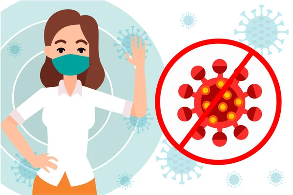 Stop Het Coronavirus Covid Mensen Met Een Masker Mensen Met — Stockvector