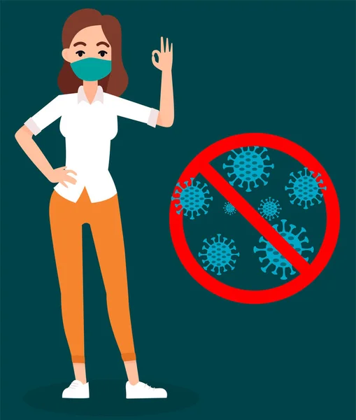 Stoppa Coronavirus Covid Folk Bär Mask Människor Med Medicinsk Skyddsmask — Stock vektor
