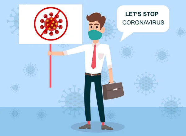 Arrêtez Coronavirus Covid Des Gens Portant Masque Des Gens Avec — Image vectorielle