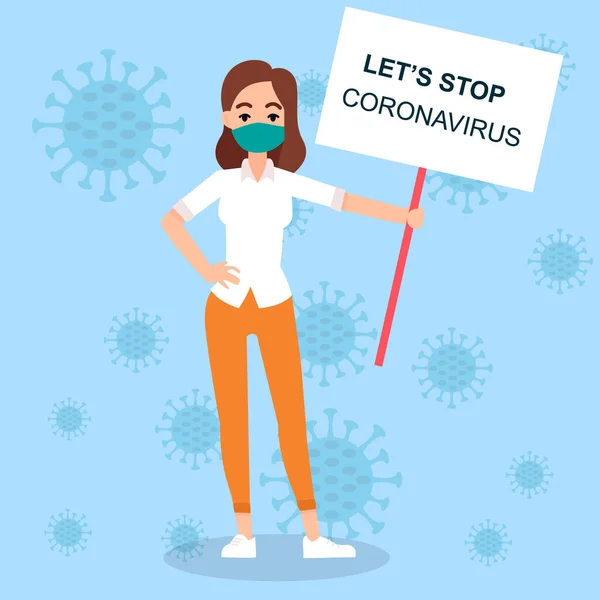Stop Het Coronavirus Covid Mensen Met Een Masker Mensen Met — Stockvector