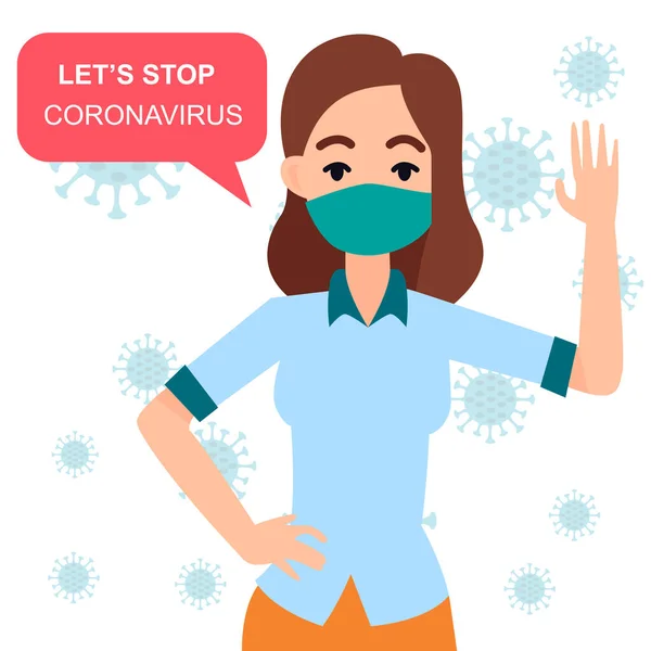 Stop Het Coronavirus Covid Mensen Met Een Masker Mensen Met — Stockvector