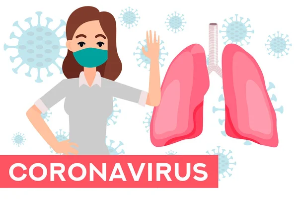Detén Coronavirus Coronavirus Infectó Los Pulmones Humanos Peligro Del Coronavirus — Vector de stock