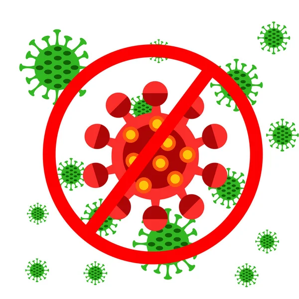 Stop Coronavirus Coronavirus Bacteria Cell Icon 2019 Ncov Novel Coronavirus — Διανυσματικό Αρχείο