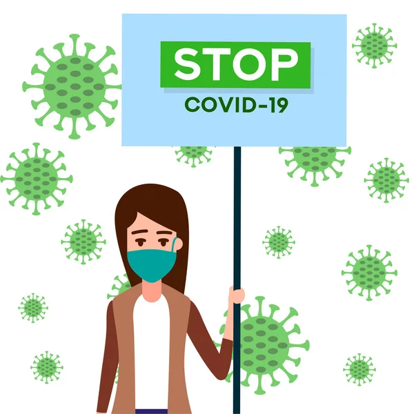 Stop Coronavirus Coronavirus Bacteria Cell Icon 2019 Ncov Novel Coronavirus — Image vectorielle