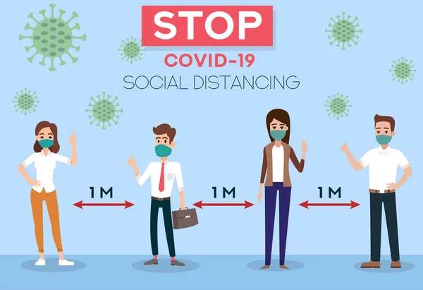 Banner Headers Voor Site Sociale Afstand Stop Het Coronavirus Covid — Stockvector