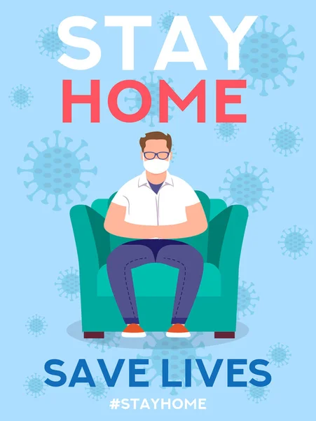 Stay Home Lives Karantän Coronavirus Illustration För Sociala Medier Epidemi — Stock vektor