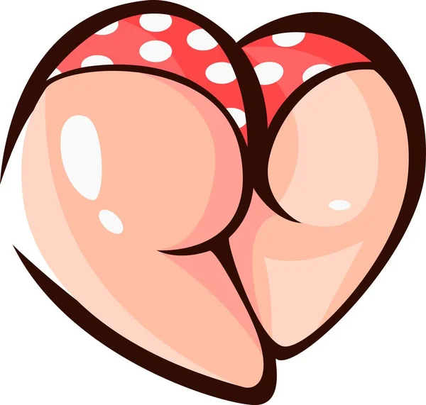 Close Sexy Naked Woman Booty Ass Red Dotted Lingerie Vector — Stockvektor