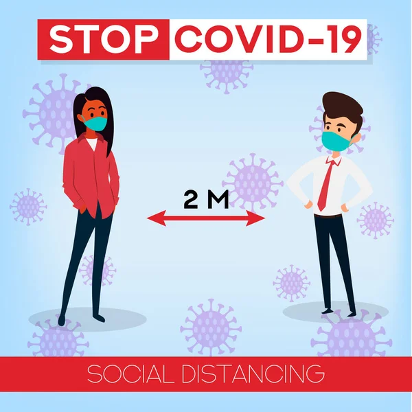 Distanciamiento Social Detén Coronavirus Covid Banners Encabezados Para Sitio Gente — Vector de stock