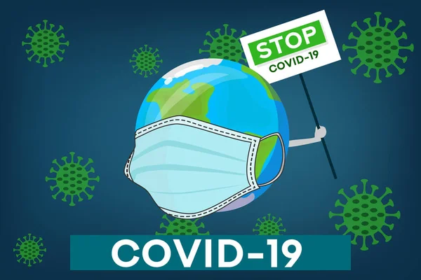 Aarde Draagt Een Masker Stop Het Coronavirus Corona Virus Illustratie — Stockvector