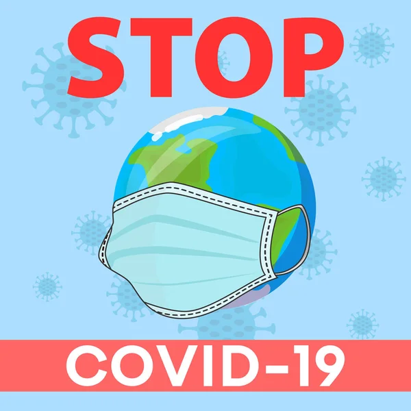 Die Erde Trägt Dazu Eine Maske Stoppt Das Coronavirus Coronavirus — Stockvektor