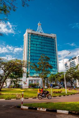 Kigali, Ruanda - 21 Eylül 2018: Emeklilik Meydanı ve şehir merkezi kavşağı, bir 