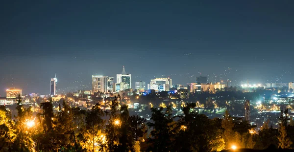 Una Vista Panoramica Sullo Skyline Della Città Kigali Illuminato Notte — Foto Stock