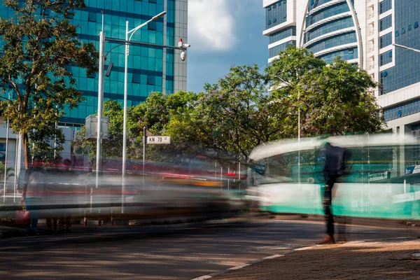 Kigali Ruanda Septiembre 2018 Tráfico Los Peatones Durante Mañana Viajan — Foto de Stock