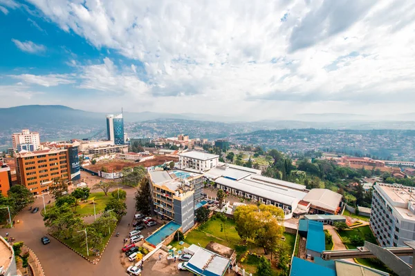Kigali Rwanda Września 2018 Szeroka Przestronna Panorama Centrum Miasta Wieżą — Zdjęcie stockowe