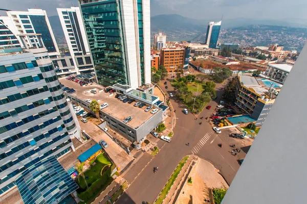 Kigali Rwanda Września 2018 Szeroki Widok Drogi Centrum Miasta Ecobank — Zdjęcie stockowe