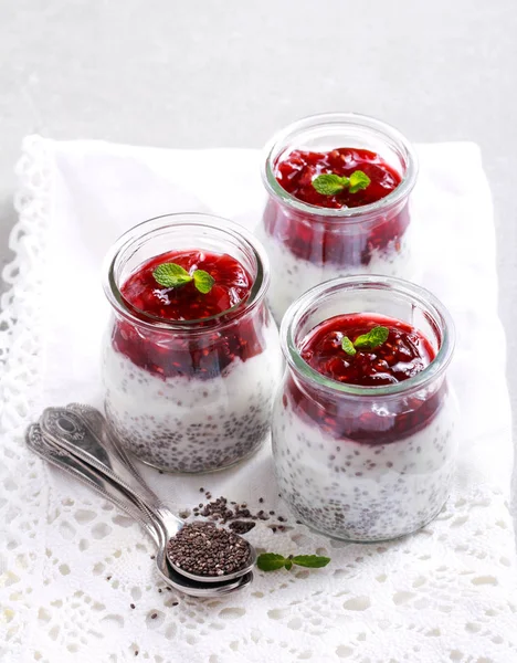 Gesundes Frühstück - Chia-Samen-Joghurt — Stockfoto