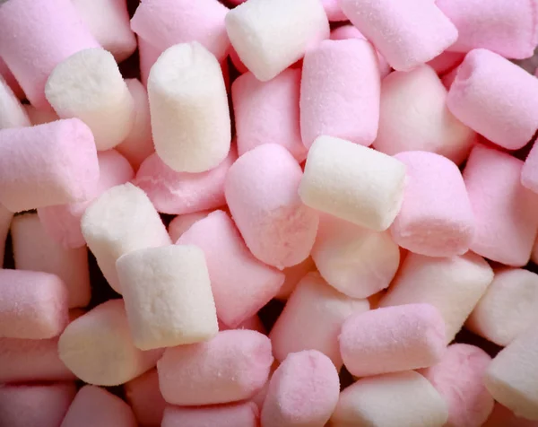 Mini marshmallows brancos e rosa — Fotografia de Stock