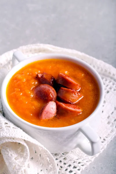 Vegetable  soup with sausage — Stock Photo, Image