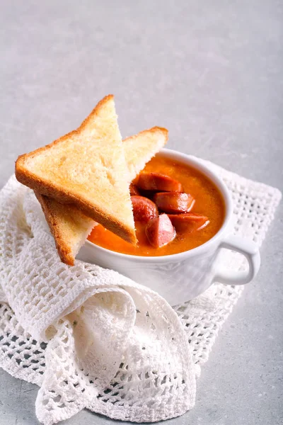 Vegetable  soup with sausage — Stock Photo, Image