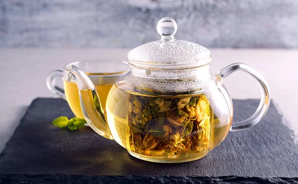 Herbal tea in a glass — Stock Photo, Image