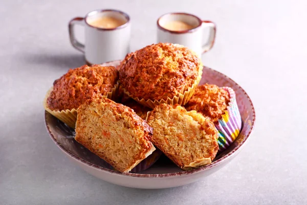 Carrot and apple muffins with raisin — Stock Photo, Image