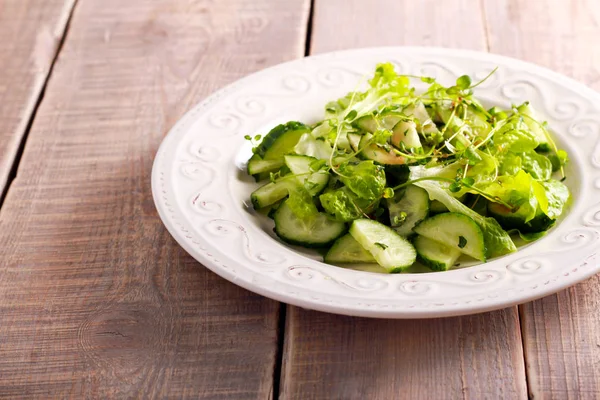 Pepino e ervas salada verde — Fotografia de Stock
