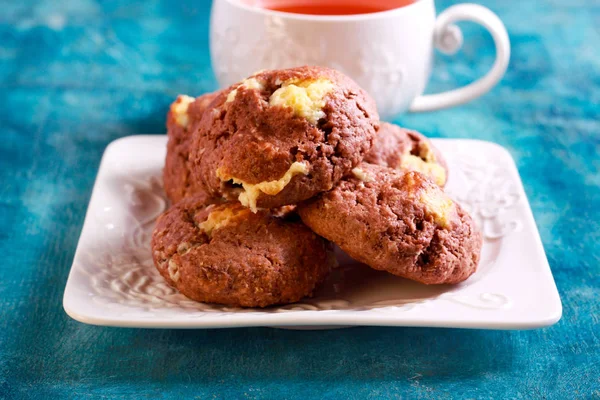 Double chocolate coconut cookies — Stock Photo, Image