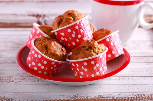 Mini muffins in polka dot cases — Stock Photo, Image