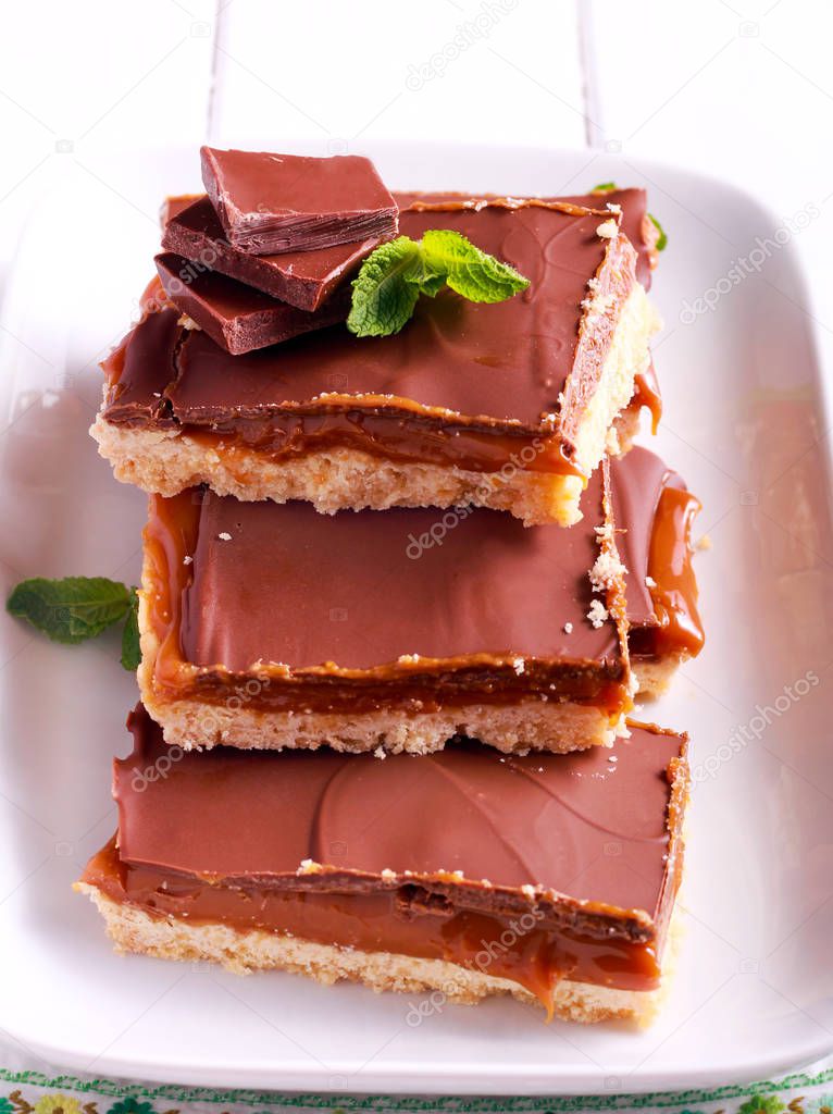Millionaires' Shortbread - caramel and chocolate shortbread bars