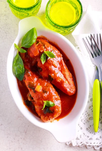 Chicken breast in tomato sauce — Stock Photo, Image