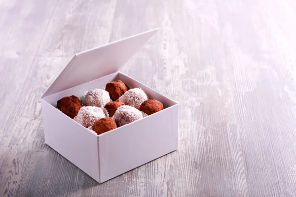 Homemade truffle and fruit candies — Stock Photo, Image