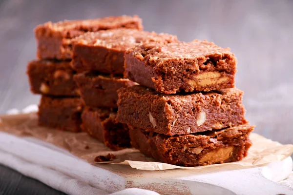 Hazelnut and white chocolate brownies — Stock Photo, Image