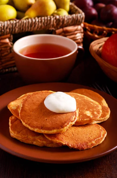 Spicy pumpkin pancakes — Stock Photo, Image