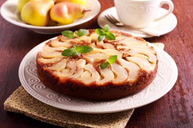 Upside down pear ginger cake clipart