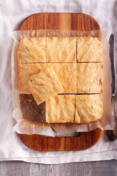 Tahini blondies, cut on slices — Stock Photo, Image