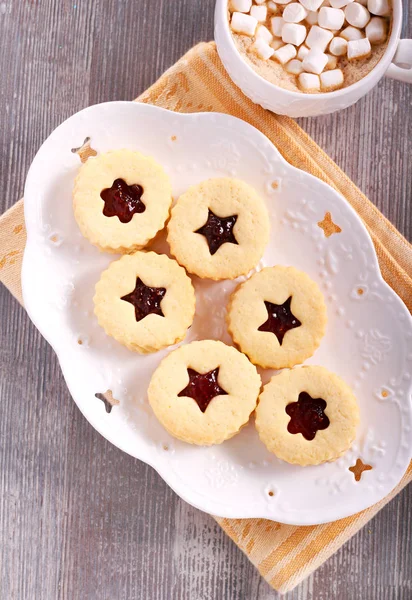 Boże Narodzenie Linzer ciasteczka — Zdjęcie stockowe