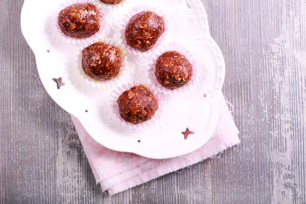 Chocolate y frutas dulces caseros —  Fotos de Stock