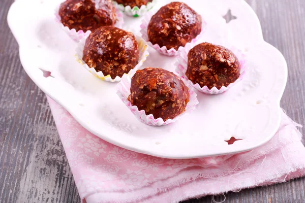 Chocolate y frutas dulces caseros — Foto de Stock