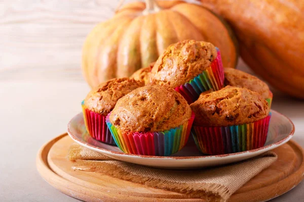 Pumpkin muffins with fruits and nuts — Stock Photo, Image