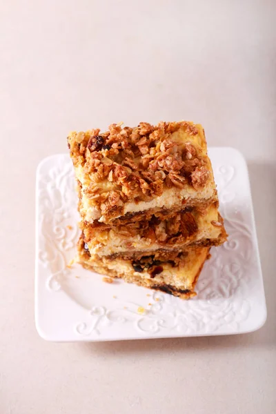 Fig and date oat bars with cream cheese