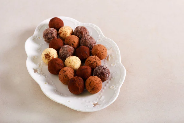 Truffle chocolate on plate — Stock Photo, Image